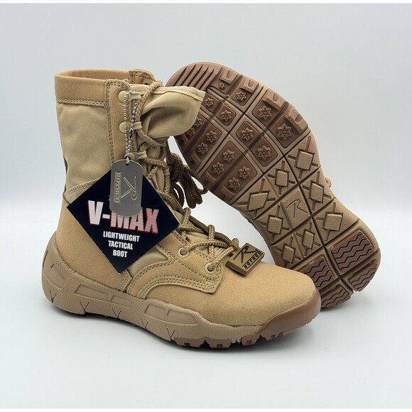 NWT Rothco V-Max Lightweight Tactical Boot Men\'s 5R Coyote Brown Lace Up Hiking